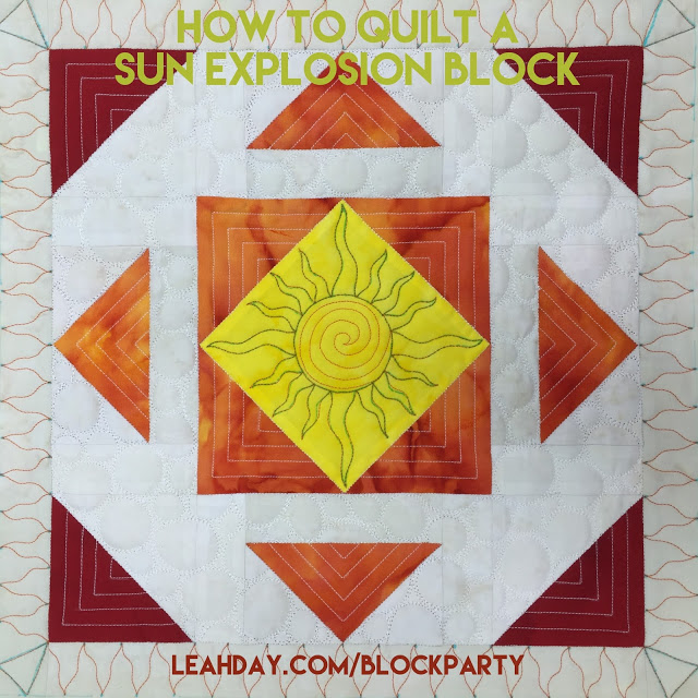 Learn how to machine quilt a Sun Explosion Block